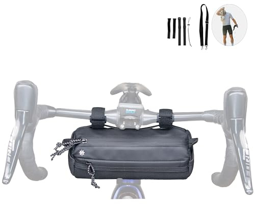 Lumiere & Co. Borsa da manubrio per bicicletta - Durevole, con diverse opzioni di dimensioni e colori - Doppie cinghie elastiche, clip e ganci per una vestibilità personalizzata (Medium, Black)