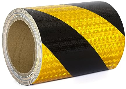 XFXIA Reflektierendes Klebeband, Gelb & Schwarz, 15 cm x 10 m, wasserdicht, reflektierendes Klebeband, selbstklebendes Warnband für Fahrzeuge, Autos, Anhänger, Outdoor
