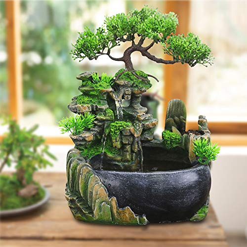 Fontana da tavolo, 200 x 150 x 280 mm, fontana da giardino, 220 V, fontana decorativa con spina di alimentazione