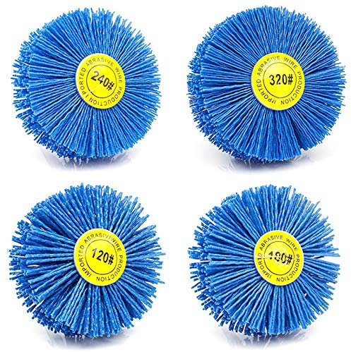 Echwave 4 piezas 80 x 30 x 6 mm taladro abrasivo alambre abrasivo disco de cerdas de nylon cepillo pulido para muebles caoba acabado