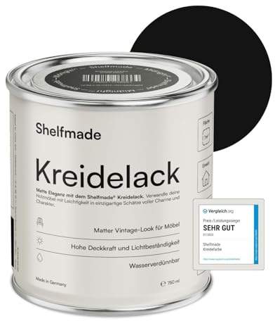 shelfmade Kreidefarbe schwarz - Mitternachtsschwarz - Holzfarbe DIY - Holz - Möbel matter Look - Holzlack matt