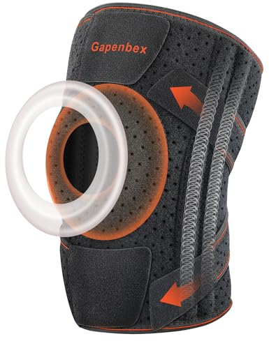 Gapenbex Kniebandage Damen Männer Einstellbare Kniestütze mit Seitenstabilisatoren & Patella Gel Pads Kniebandage für Meniskusriss, Arthritis, Medizinischer Knieschützer 1 Stück