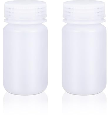 UMETASS Plastflaska med stor öppning, förseglad, läckagesäker, HDPE för pillerflaska, vattenprovsflaskor (2 st, 125 ml)
