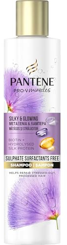 Pantene Pro-V Miracles Silky & Glowing Shampo 225ml, Sulfate Free with Biotin & Hydrolised Silk Protein
