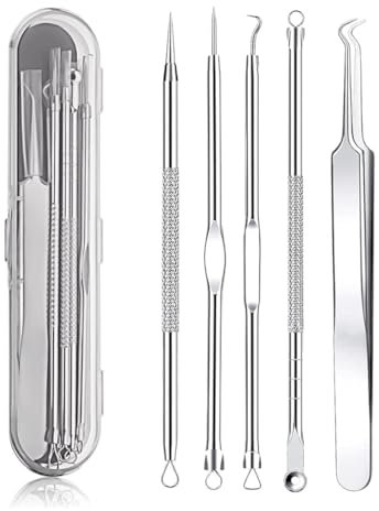 CATOR 5 Extracteur Point Noir, extracteur point noir Kit Tire Comedons Professionnel en Acier Inox Outils Point Noir, Kit Extracteur Professional avec Boite, pour Retire Comédons