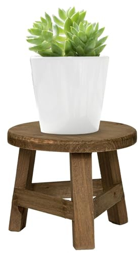 Small Wooden Stool, High Stool Plant Stand, Plant Stand Indoor Step, Round Display Table For Living Room, Kitchen, Balcony, Entrance
