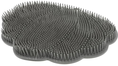 Cabilock Massage mural - Nettoyeur de dos avec ventouse - Pour douche - Antidérapant - Avec fonction de massage des pieds - Gris - Tapis de bain multifonction