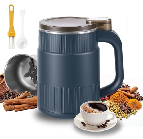 BTBHIHO 300w Electric Coffee Grinder, 8-Blade Coffee Bean Grinder, Fast Grinding with Copper Motor, Low Power Spice Grinder,Spice Grinder Electric for Coffee Bean,Dried Spice,Pepper,Grain,Nuts (Blue)