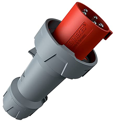 Mennekes 101200115 Stecker Power Top Plus, Steckdosen CEE, 400 V, 50 – 60 Hz, 63 A, 5-polig, IP 67, Rot