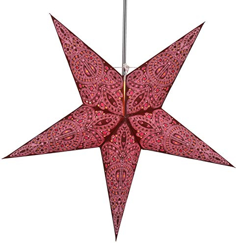 GURU SHOP Faltbarer Advents Leucht Papierstern, Weihnachtsstern 60 cm - Calea Pink, Papiersterne 60 cm