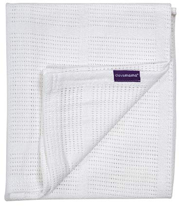 Clevamama Babydecke mit Atmungsaktiver Zellstruktur für Babywiege - luftdurchlässige Wabenstruktur - 70x90cm - Baumwolle - Weiß