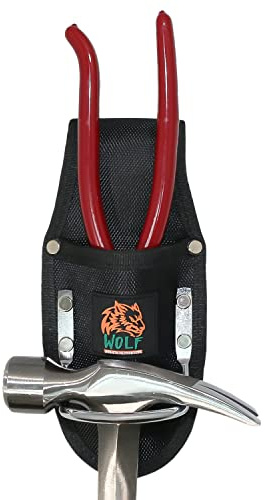 Wolf Hammer & Pliers Holster, Made with Ballistic Nylon & Heavy-Duty Steel, Utility Pouch & Tool Holder, Attaches to Tool Belt, 3’’ Work Tool Belt Tunnel, Construction Contractor Maintenance Handyman