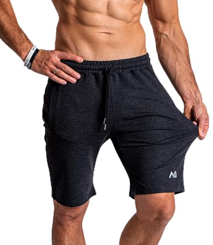 Natural Athlet Mäns flerfärgade fitnessshorts - Joggingbyxor och löparbyxor av hög kvalitet - med fickor och slimmad passform, perfekt för gymmet - Sommarfritidsbyxor för män