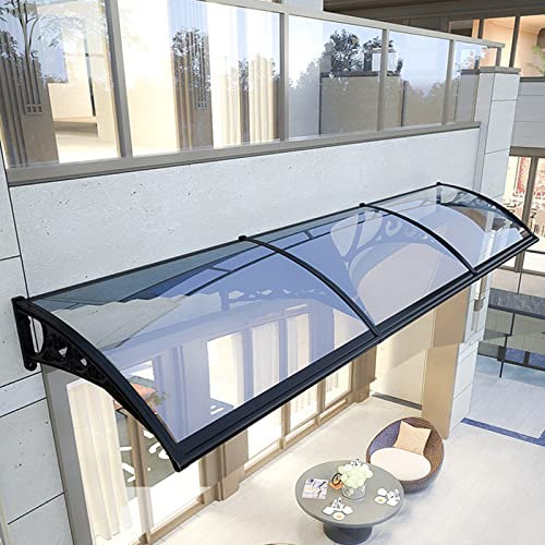 Zlovne Auvent de Porte et Fenêtres en Contre la Pluie UV Protection,Qualité 100% Marquise de Porte d'Entrée en Polycarbonate Transparent Clear,Marquise d'Entrée Extérieur Balcon (60x150cm)