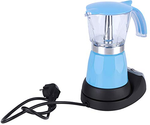 Cafetera eléctrica para el hogar, cafetera eléctrica octogonal Moka, jarra térmica duradera, cafetera italiana para el hogar, oficina, hoteles, bares, enchufe de la UE(Azul)