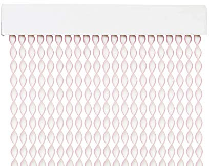 MERCURY TEXTIL Cortina para Puerta Tiras PVC 200x120cm，Cortina para Puerta Exterior，10 Color (Blanco+Filo Lila R5)