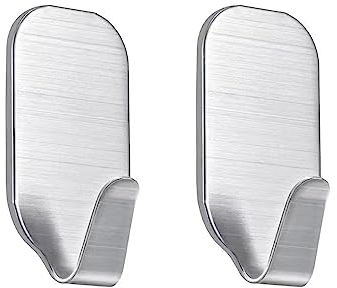 Crochet Adhésif en Acier Inoxydable - 2 Pcs Auto-adhésifs, Porte Serviettes Mural pour Cuisine, Salle de Bains, Balcons