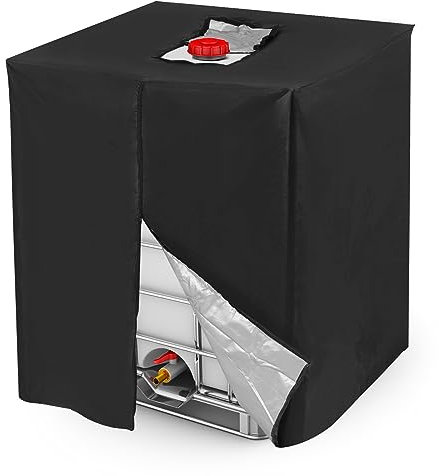 PATIKIL IBC Tote Cover 275 Gallon 420D Fabric Sunshade Waterproof Water Tank Protective Cover with Zipper for 1000L Outdoor Garden Water Ton Rain Barrel, Black (120 * 116 * 100cm)