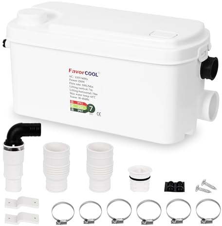 FavorCOOL - Avloppspump för diskbänk, 250 W avloppspump med 3 vatteninlopp för källare, kök, diskbänk, dusch, badkar, tvätt, behandlingspump