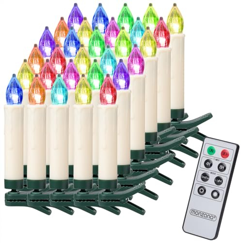 DEUBA® Candele a LED per Albero di Natale senza Fili Set da 40 Batteria Timer Candeline Natalizie Luci Illuminazione