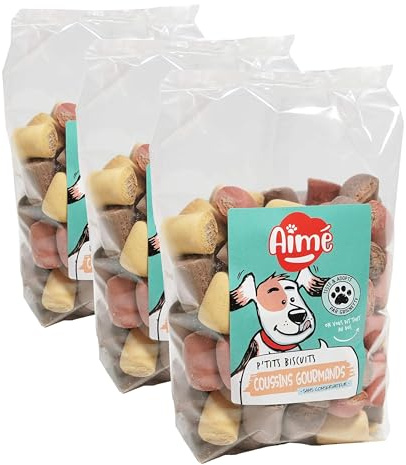 Aimé - Biscuit Friandise pour Chien Enrichi en Vitamines A, D3 et E - Nourriture Riche en Vitamines - Bien-Être du Chien - Sac de 500G