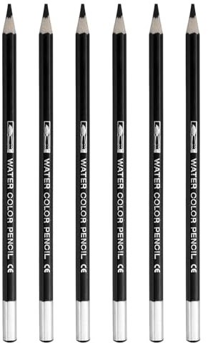PATIKIL Crayon Aquarelle, 6Pcs Crayons Solubles Dans l'Eau pour Mélanger, Colorier, Dessiner, Peindre, Noir