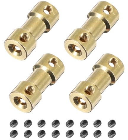 QUARKZMAN 4pz Connettore Giunto Accoppiamento Albero Ottone 2mm a 3mm Viti, Accoppiatore Flessibile per Albero Motore Modelli Rc Auto Aeroplani Ruote Pneumatici Albero