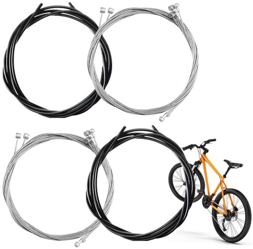 Universal Bike Inner Brake Cable Housing Kit, 4 Pcs Bicycle Brake Cable Replacement for Mountain and Road Bike Gear Kit, Replacing Brake and Shift Cables for Mountain Road Bike Repair