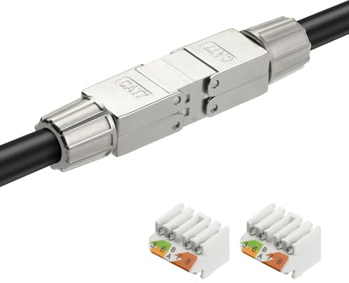 AXFEE RJ45 Connectors, Cat7 Coupler Connection Module, 8P8C Ethernet Connector, Shielded Network Extender, LSA connector Adapter, Toolless Modular Plug Connector for Ethernet Cable