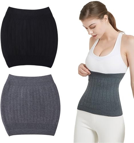 JOYOLA 2 Stück Winter Nierenwärmer, Unisex Winter Thermische Rückenwärmer, Elastisch Taille Wärmer, Warm Bauchwärmer, Wärmegürtel Lendenwärmer für Hexenschuss Rückenschmerzen Menstruationsbeschwerden
