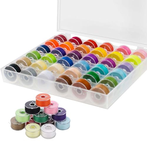 Hioseyre 36 Pcs Sewing Machine Bobbin Threads With Case - Accessories for Brother/Elna/Babylock/Janome/Singer Machines