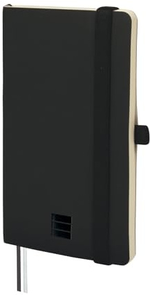 Finocam - Notizbuch Nexo Flexibler Einband Dotted-Gepunktet Schwarz | Kleines Notizbuch mit perforierten Blättern | Innentasche und Stifthalter | 72 Seiten, Ideal als Bullet Journal