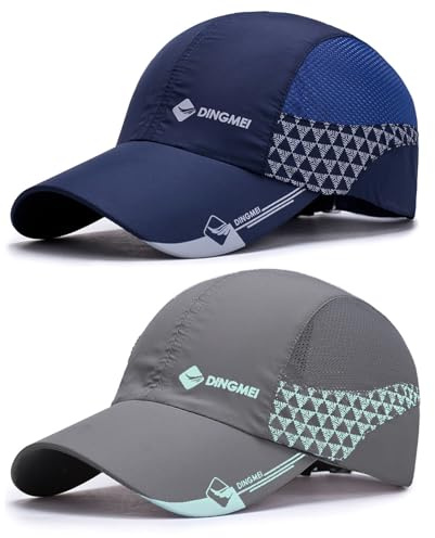 TAGVO Casquette de Baseball Homme, 2 Paquets de Chapeaux de Anti-UV Réglable Respirant, Léger et Pliable Casquettes Sport Baseball de pêche, Chapeau de Soleil pour en Cours d'exécution voilier