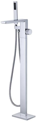 BiaoTeng Grifo de Pie para Bañera Exenta Latón Frio y Caliente Grifo Bañera y Ducha Cascada Cromo