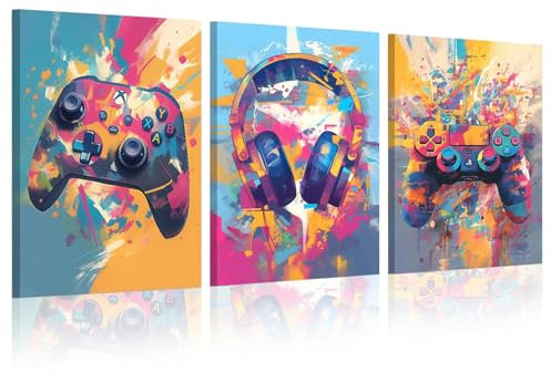 burkfeeg 3 immagini da gioco, poster da gioco con cornice, set da parete per soggiorno, camera da letto, cameretta dei giochi, 30 x 40 cm