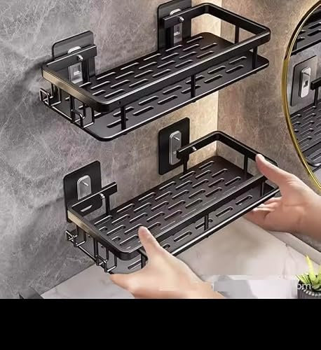 Genérico Estantería de Baño Resistente al Agua y Óxido – Instalación con Pegamento o Tornillos – Ideal para Ducha y Pared – Acero Inoxidable Anticorrosión