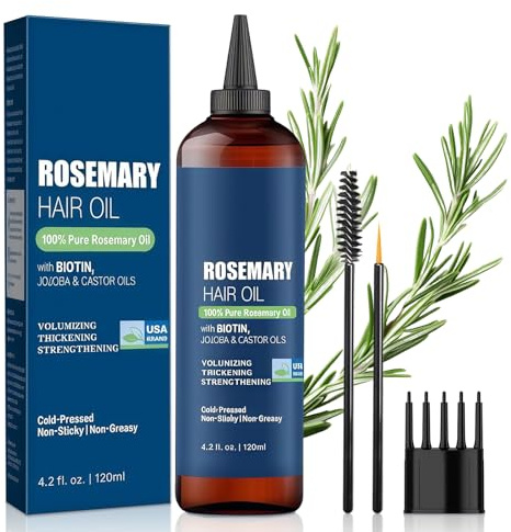 120 ml Olio di Rosmarino per Capelli,Cura nutritiva del cuoio capelluto,Riduce la Rottura,Nutre e Densa l'Aspetto dei Capelli,Adatto a Tutti i Tipi di Capello