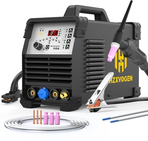 H HZXVOGEN TIG Welder AC/DC 200A with Pulse, 240V 6-in-1 MultiProcess Aluminum TIG Welding Machine with Square Wave/Stick/2T/4T Welder Machine, Digital IGBT Inverter HF TIG Welder, HVT250P