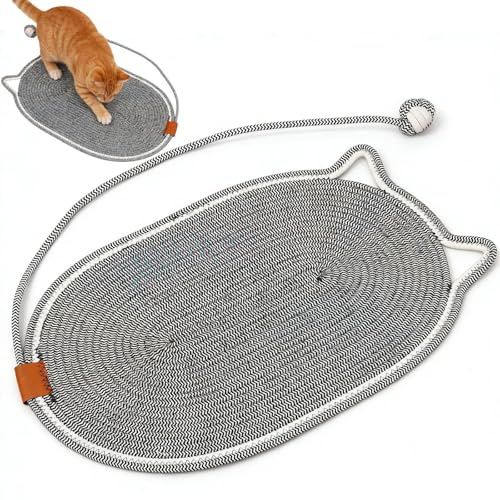 Large Cat Scratching Mat, 60 x 40cm Cotton Rope Cat Scratch Pad | Cat Scratchers for Indoor cats - Protect Carpets and Sofas