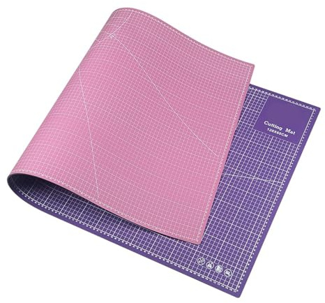 Skärmatta 120 x 60 cm lång skärmatta PVC-bordsskydd dubbelsidig rosa lila färg gör-det-själv självläkande