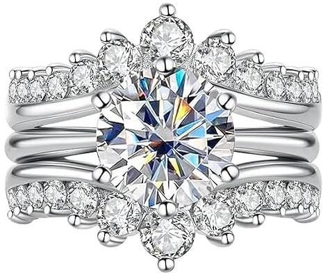 aomoso Bague pour Femme- Bague en Moissanite, avec Certificat GRA, Argent 925 pur, Plaqué or Blanc 18K, Pureté D+VVS1, Technologie de Coupe par Plasma. Ldéale pour : Voyages, Mariages