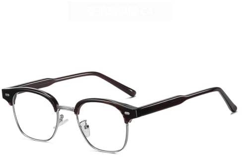 Blockerande glasögon 40MM glasögonbågar Glasögon | TR läsglasögon Fyrkantiga högupplösta linser Böjda skalmar Unisex helkant(Tea)