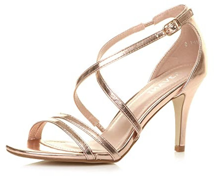 AJVANI mid high heel strappy crossover wedding sandals shoes size 5 38