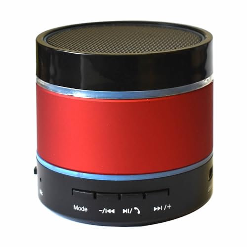 JUSTOP LED Bluetooth Wireless Speaker Portable & Rechargeable, Stereo Sound, Enhanced Bass, Built-in Mic (Red)