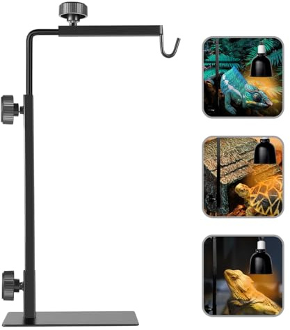 BOURDSERK Reptile Lamp Stand, Adjustable 16-31 Inch Domes Heat Lamp Metal Bracket Floor Light Holder for Reptile Terrarium Lighting Heating Light and Dome lampshade, Large