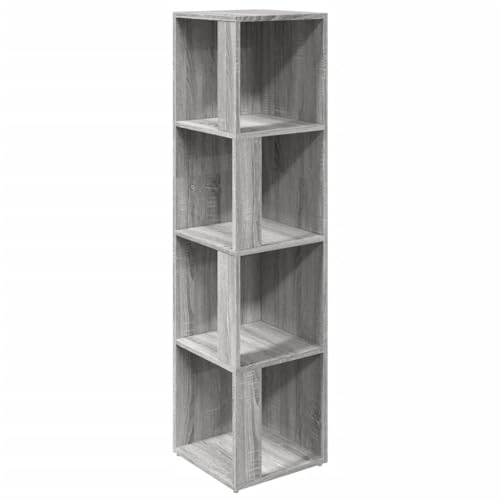 vidaXL Eckregal, Bücherregal mit viel Stauraum, Standregal für Wohnzimmer Schlafzimmer Büro, Büroregal Aktenregal Regal, Grau Sonoma Holzwerkstoff