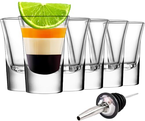 Shot Glasses Set 30ML Clear Tequila Shot Glass Bulk Thick Heavy Base 6 Pack | 1.2OZ Small Glass Cup Perfect for Tequila Vodka Whisky