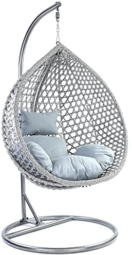 Luxus Hängesessel Style XXL Korb Gestell Grau mit Relaxkissen Hell Grau