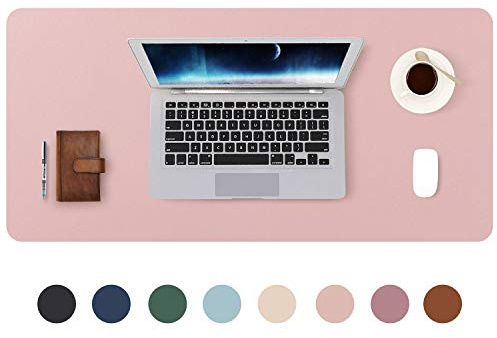 DOBAOJIA Sottomano da Ufficio, Tappetino da Tavolo, Tappetino Tastiera e Mouse, Tappetino PC Scrivania, per Casa/Ufficio, Pelle PU Impermeabile + Scamosciata Antiscivolo 70 x 35cm (Rosa)