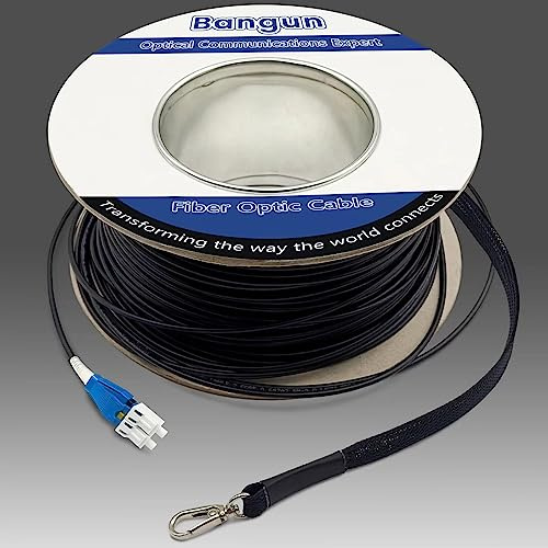 50 meter, Uniboot, LC till LC, utomhus, pansrad fiberkabel med dragögla, låg friktion, enkelläge, duplex, fiberoptisk kabel, jumper, optisk patchsladd, 9/125 um, (OS1/OS2-kompatibel), LSZH, svart